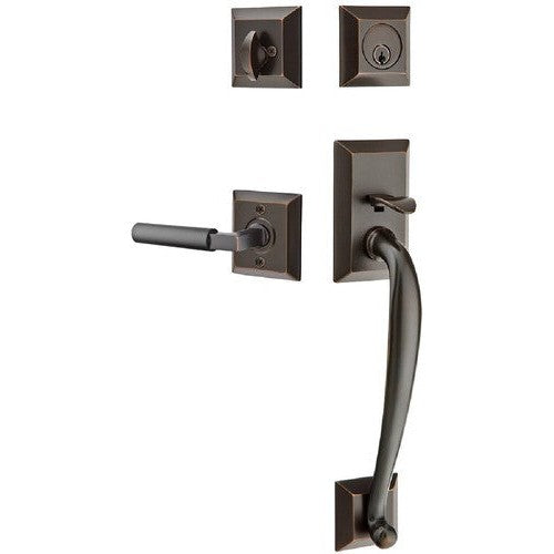 Emtek Franklin Tubular Entrance Handleset With Hercules Lever in Oil Rubbed Bronze finish