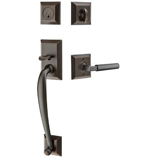 Emtek Franklin Tubular Entrance Handleset With Hercules Lever in Oil Rubbed Bronze finish