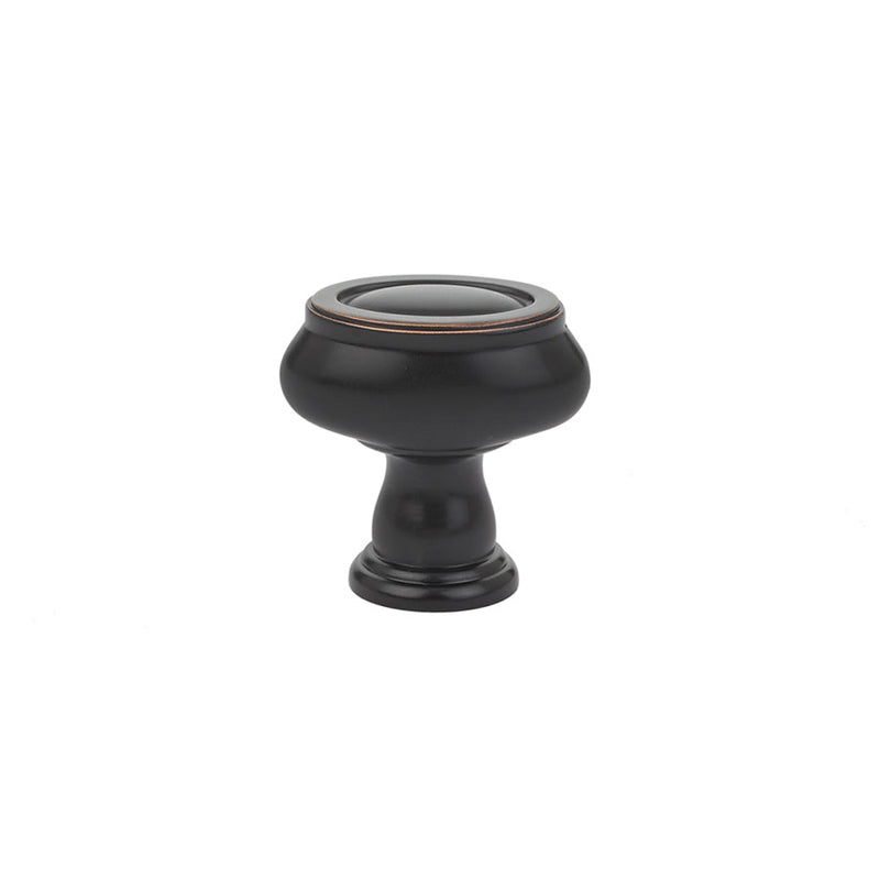 The Emtek Geometric Oval Cabinet Knob, 1 1/4" in Oil Rubbed Bronze finish