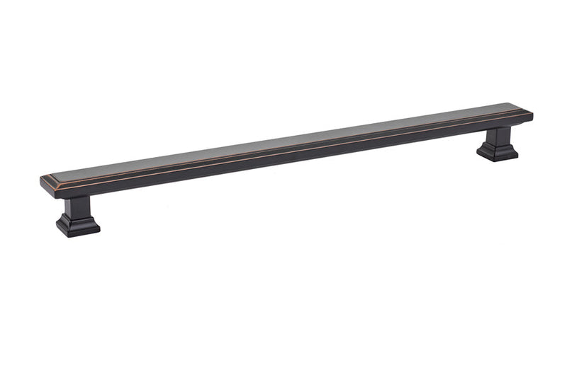 The Emtek Geometric Rectangular Cabinet Pull, 10" Center to Center in Oil Rubbed Bronze finish