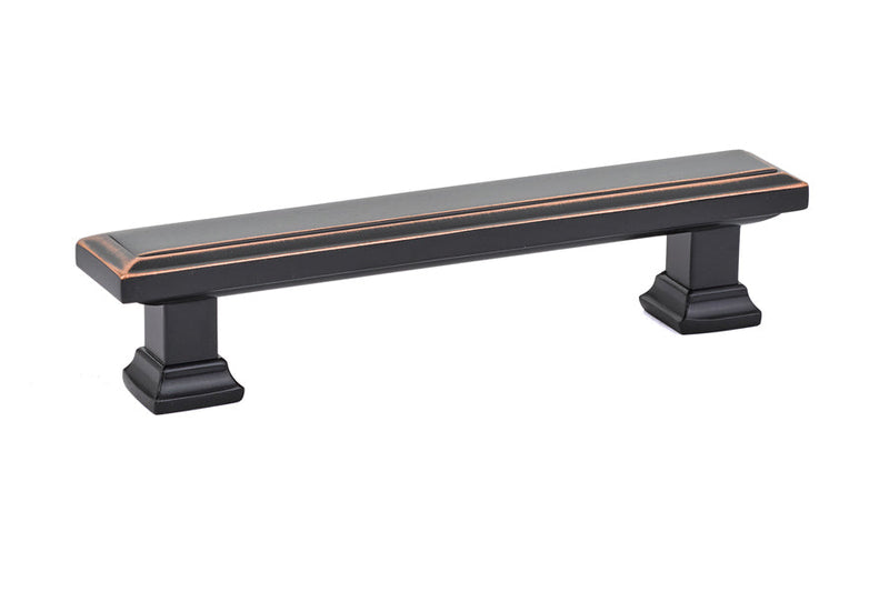 The Emtek Geometric Rectangular Cabinet Pull, 4" Center to Center in Oil Rubbed Bronze finish