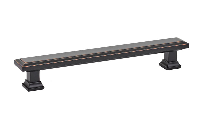 The Emtek Geometric Rectangular Cabinet Pull, 6" Center to Center in Oil Rubbed Bronze finish