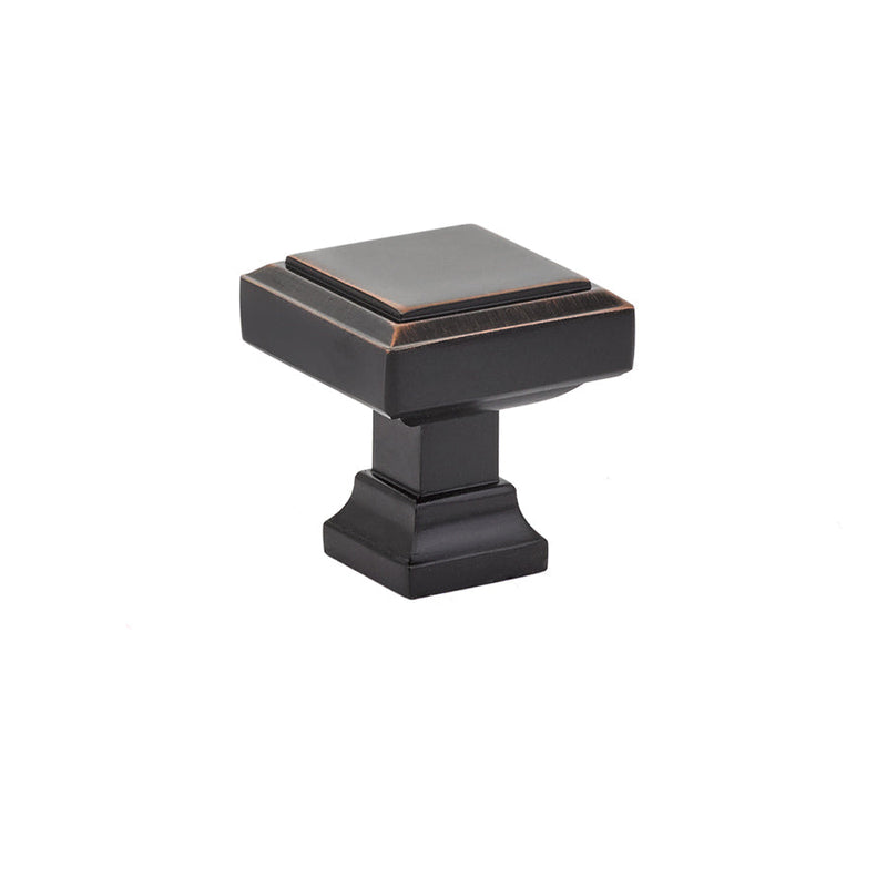 The Emtek Geometric Square Cabinet Knob, 1 1/4" in Oil Rubbed Bronze finish