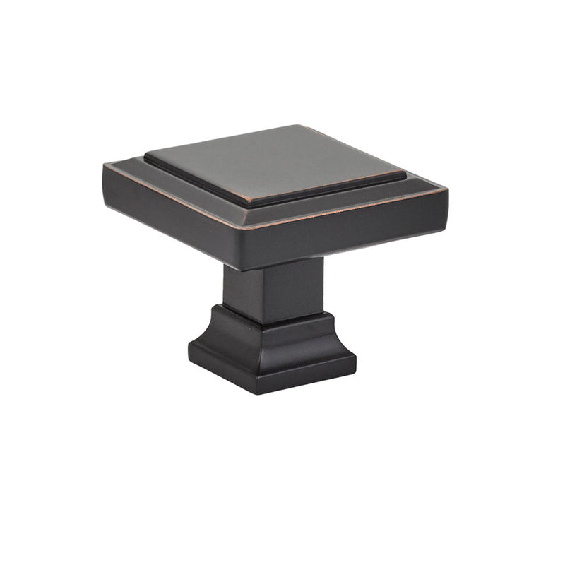 The Emtek Geometric Square Cabinet Knob, 1 5/8" in Oil Rubbed Bronze finish