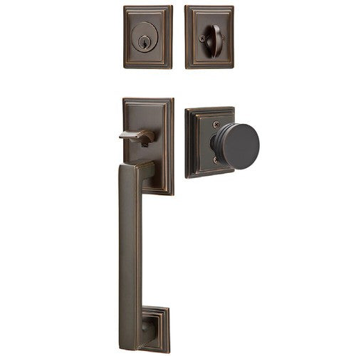 Emtek Hamden Tubular Entrance Handleset With Bern Knob in Oil Rubbed Bronze finish