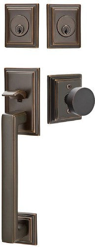 Emtek Hamden Tubular Entrance Handleset With Round Knob in Oil Rubbed Bronze finish