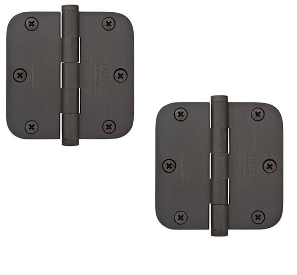 Emtek Heavy Duty Solid Brass Plain Bearing Hinge, 3.5" x 3.5" with 5/8" Radius Corners in Oil Rubbed Bronze finish