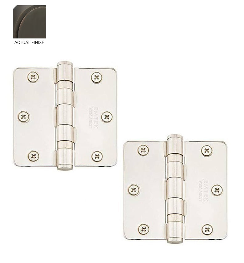 Emtek Heavy Duty Steel Ball Bearing Hinge, 3.5" x 3.5" with 1/4" Radius Corners in Oil Rubbed Bronze finish