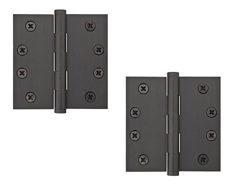 Emtek Heavy Duty Steel Plain Bearing Hinge, 4" x 4" with Square Corners in Oil Rubbed Bronze finish