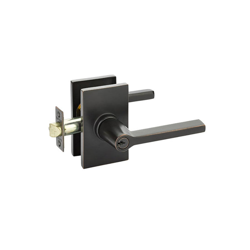 Emtek Helios Lever With Modern Rectangular Rosette in Oil Rubbed Bronze finish