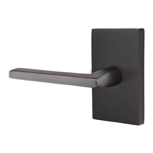 Emtek Helios Lever With Modern Rectangular Rosette in Oil Rubbed Bronze finish