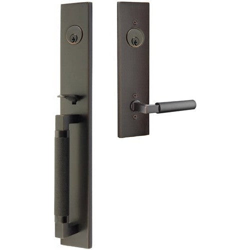 Emtek Hercules Knurled Full Length Tubular Entry Set with Hercules Lever in Oil Rubbed Bronze finish