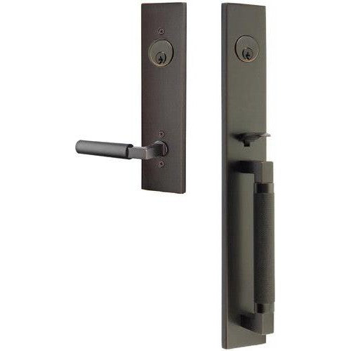 Emtek Hercules Knurled Full Length Tubular Entry Set with Hercules Lever in Oil Rubbed Bronze finish