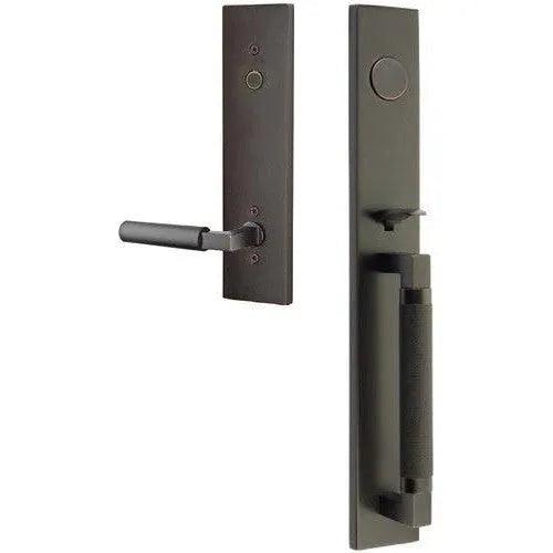 Emtek Hercules Knurled Full Length Tubular Entry Set with Hercules Lever in Oil Rubbed Bronze finish