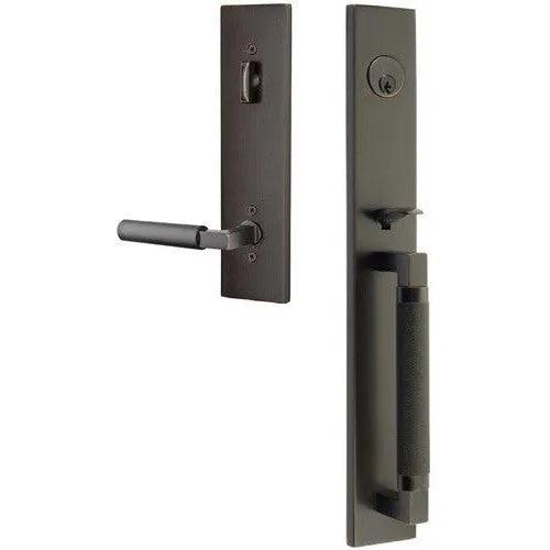 Emtek Hercules Knurled Full Length Tubular Entry Set with Hercules Lever in Oil Rubbed Bronze finish