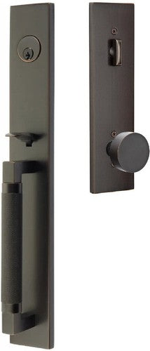 Emtek Hercules Knurled Full Length Tubular Entry Set with Round Knob in Oil Rubbed Bronze finish