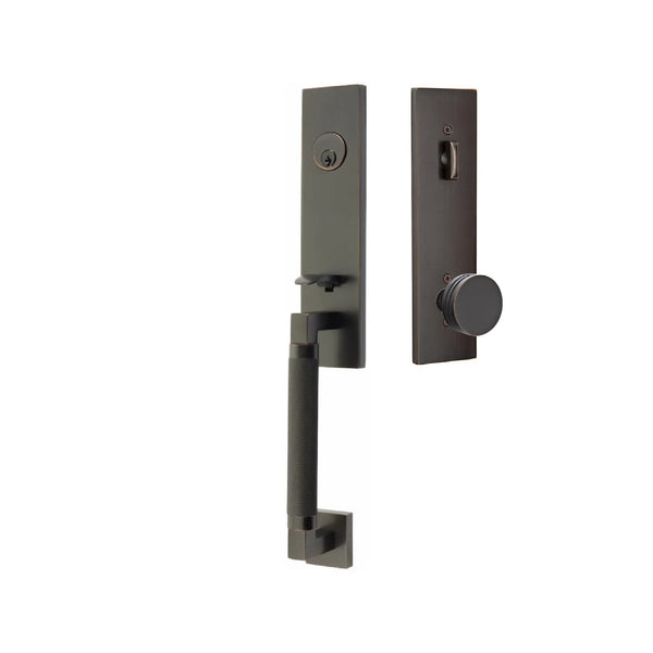 Emtek Hercules Knurled Monolithic Tubular Entry Set with Bern Knob in Oil Rubbed Bronze finish