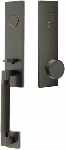 Emtek Hercules Knurled Monolithic Tubular Entry Set with Round Knob in Oil Rubbed Bronze finish