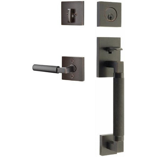 Emtek Hercules Knurled Sectional Tubular Entry Set with Hercules Lever in Oil Rubbed Bronze finish