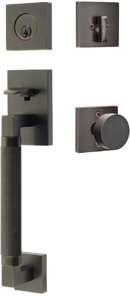 Emtek Hercules Knurled Sectional Tubular Entry Set with Round Knob in Oil Rubbed Bronze finish