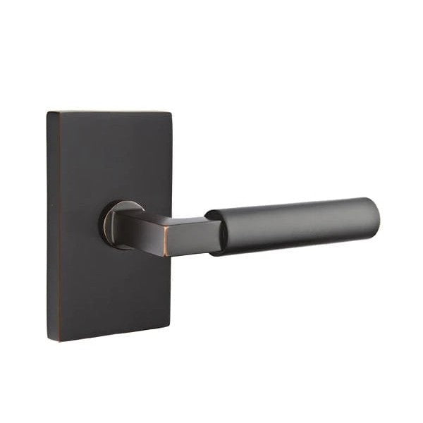 Emtek Hercules Lever with Modern Rectangular Rosette in Oil Rubbed Bronze finish