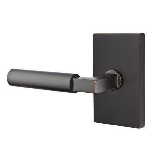 Emtek Hercules Lever with Modern Rectangular Rosette in Oil Rubbed Bronze finish