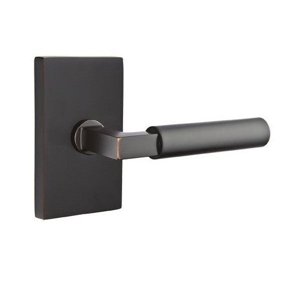 Emtek Hercules Lever with Modern Rectangular Rosette in Oil Rubbed Bronze finish