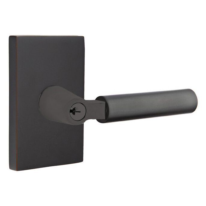 Emtek Hercules Lever with Modern Rectangular Rosette in Oil Rubbed Bronze finish