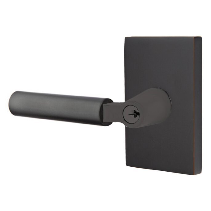 Emtek Hercules Lever with Modern Rectangular Rosette in Oil Rubbed Bronze finish