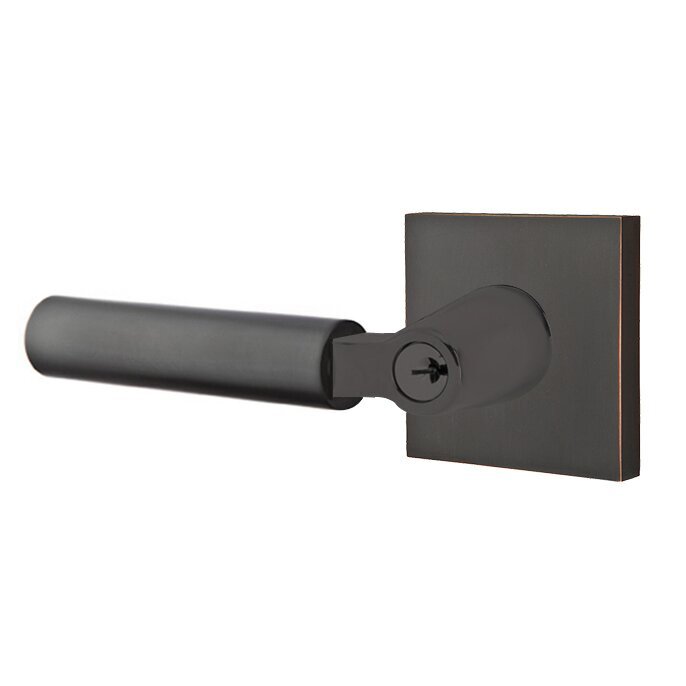 The Emtek Hercules Lever With Square Rosette in Oil Rubbed Bronze finish