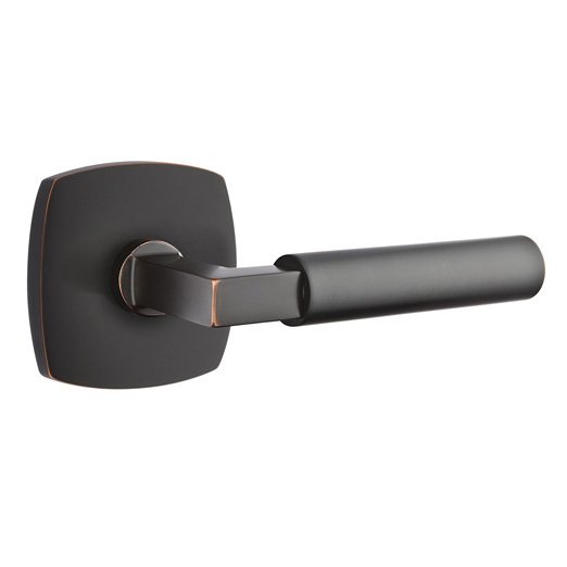 Emtek Hercules Lever With Urban Modern Rosette in Oil Rubbed Bronze finish