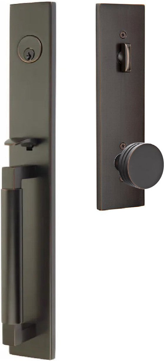 Emtek Hercules Smooth Full Length Tubular Entry Set with Bern Knob in Oil Rubbed Bronze finish