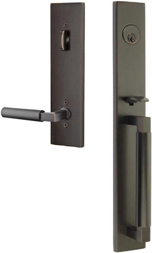 Emtek Hercules Smooth Full Length Tubular Entry Set with Hercules Lever in Oil Rubbed Bronze finish