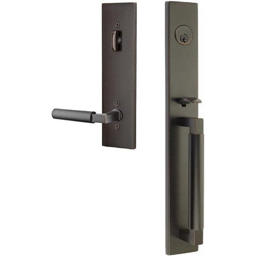 Emtek Hercules Smooth Full Length Tubular Entry Set with Hercules Lever in Oil Rubbed Bronze finish