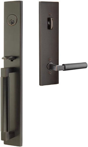 Emtek Hercules Smooth Full Length Tubular Entry Set with Hercules Lever in Oil Rubbed Bronze finish