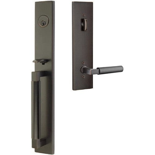 Emtek Hercules Smooth Full Length Tubular Entry Set with Hercules Lever in Oil Rubbed Bronze finish