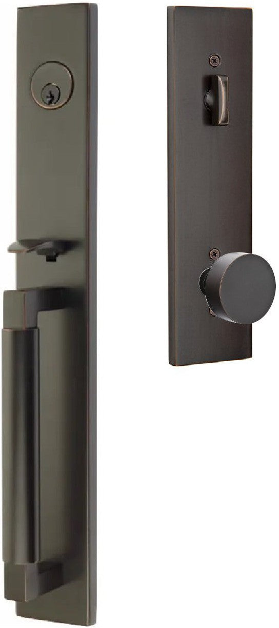 Emtek Hercules Smooth Full Length Tubular Entry Set with Round Knob in Oil Rubbed Bronze finish