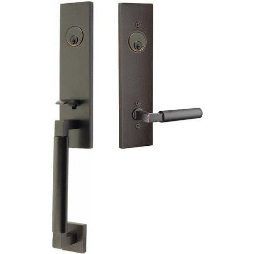 Emtek Hercules Smooth Monolithic Tubular Entry Set with Hercules Lever in Oil Rubbed Bronze finish