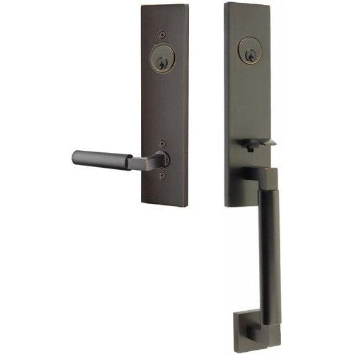 Emtek Hercules Smooth Monolithic Tubular Entry Set with Hercules Lever in Oil Rubbed Bronze finish