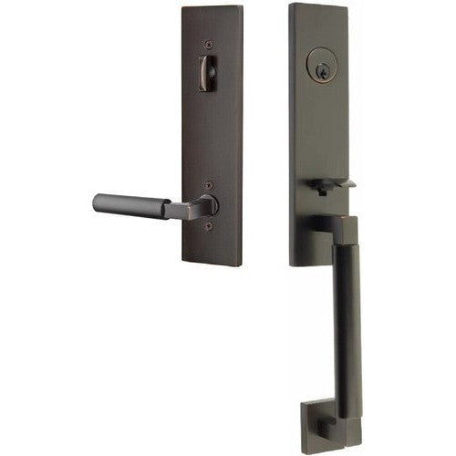 Emtek Hercules Smooth Monolithic Tubular Entry Set with Hercules Lever in Oil Rubbed Bronze finish