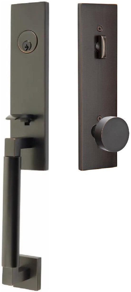 Emtek Hercules Smooth Monolithic Tubular Entry Set with Round Knob in Oil Rubbed Bronze finish