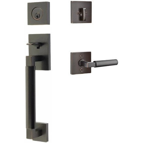 Emtek Hercules Smooth Sectional Tubular Entry Set with Hercules Lever in Oil Rubbed Bronze finish