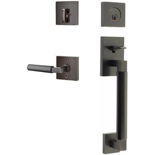 Emtek Hercules Smooth Sectional Tubular Entry Set with Hercules Lever in Oil Rubbed Bronze finish