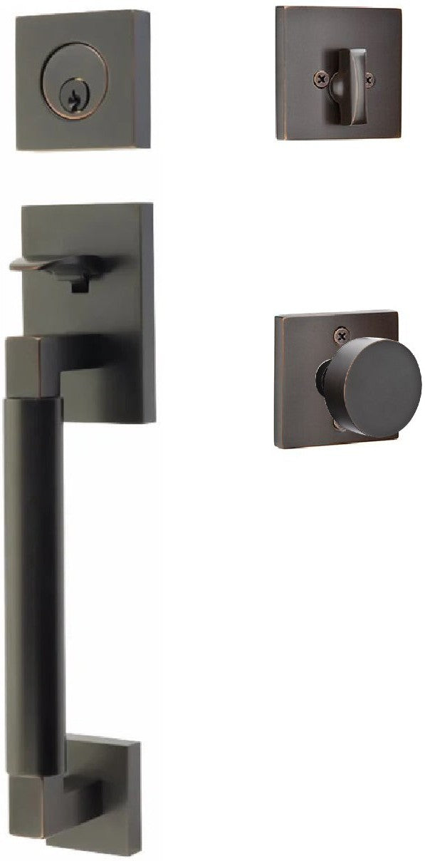 Emtek Hercules Smooth Sectional Tubular Entry Set with Round Knob in Oil Rubbed Bronze finish