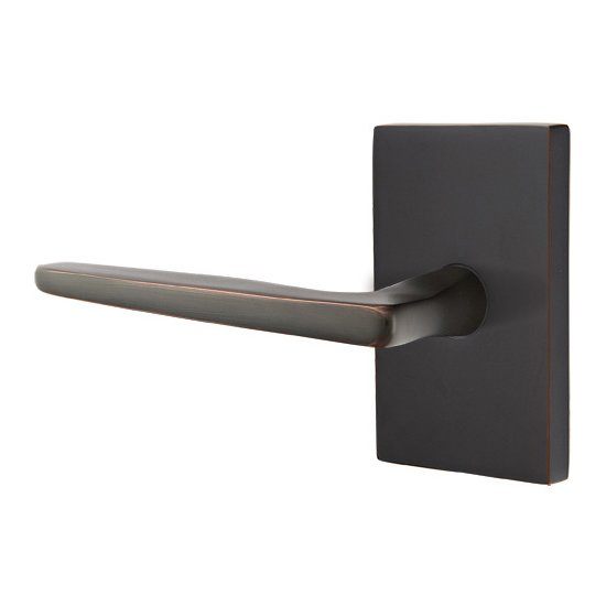 Emtek Hermes Lever With Modern Rectangular Rosette in Oil Rubbed Bronze finish