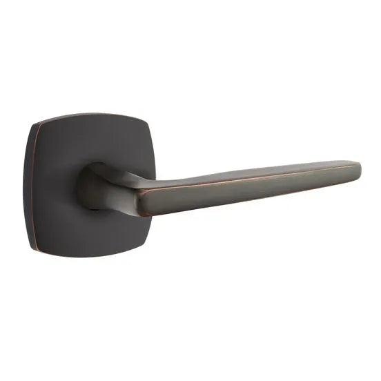 Emtek Hermes Lever With Urban Modern Rosette in Oil Rubbed Bronze finish