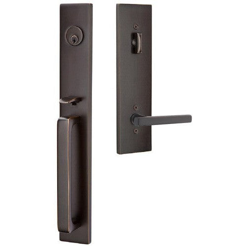 Emtek Lausanne Entrance Handleset With Freestone Lever in Oil Rubbed Bronze finish