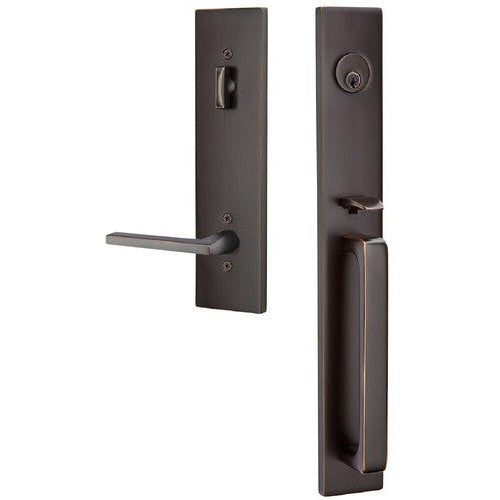 Emtek Lausanne Entrance Handleset With Helios Lever in Oil Rubbed Bronze finish