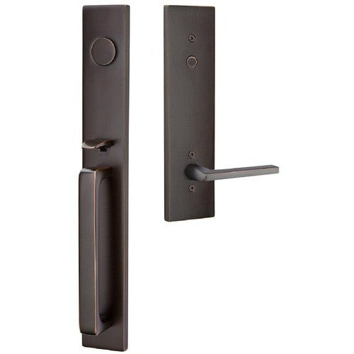 Emtek Lausanne Entrance Handleset With Helios Lever in Oil Rubbed Bronze finish