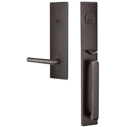 Emtek Lausanne Tubular Entrance Handleset With Stuttgart Lever in Oil Rubbed Bronze finish